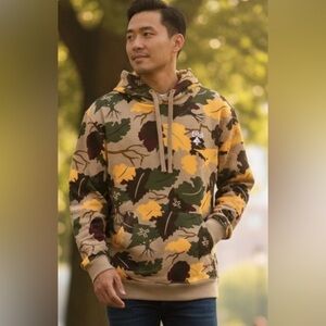 LRG Men’s Camo Hoodie - Yellow & Green Leaf Print